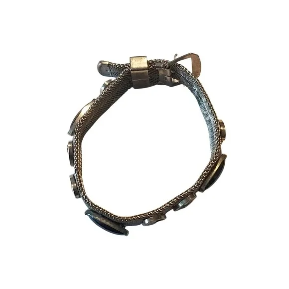 Vintage Mesh Bracelet With Hematite Cabochons - Picture 9 of 10